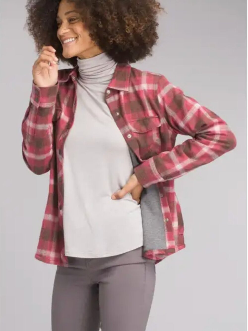 prAna Charley Top Plaid Lined Shacket Wedged Wood Women’s XS
